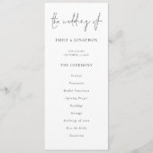 Modernes Script Schwarz-weiß Wedding Program Einladung (Vorderseite)