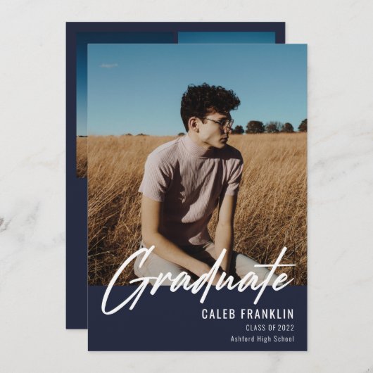 Modernes Script Senior Class Foto Abschluss (Vorne/Hinten)