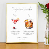 Modernes Script Signature Drinks Bar Wedding Sign Poster