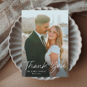 Modernes Script Simple Petite Foto Wedding Dankeskarte