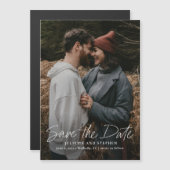Modernes Script Simple Wedding Foto Save the Date Magneteinladung (Vorne/Hinten)
