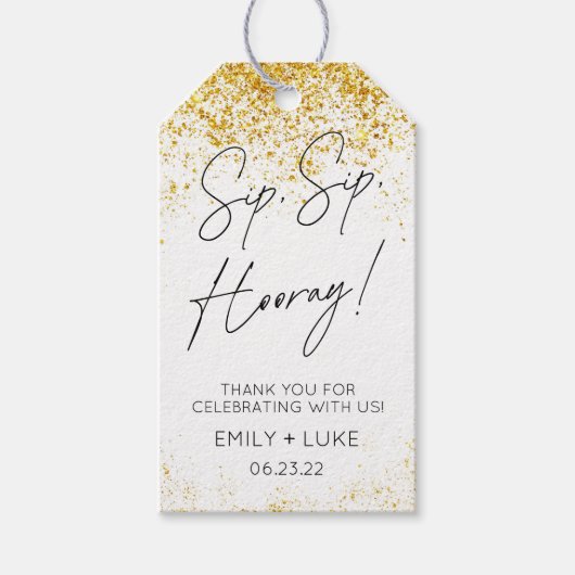 Modernes Script Sip Hooray Wedding Wine Fevor Geschenkanhänger (Vorderseite)