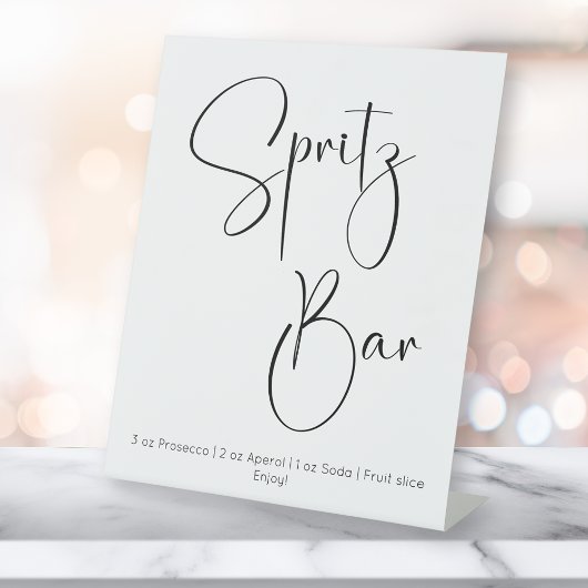Modernes Script Spritz Bar Brautparty Sockelschild