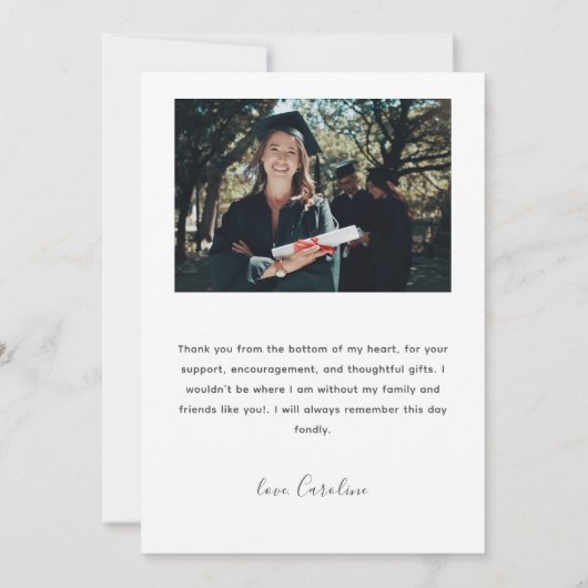 Modernes Script Stilvoller Abschluss Danke Karte (Rückseite)