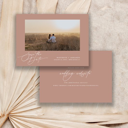 Modernes Script Terracotta Website Foto Save The Date