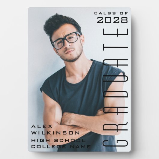 Modernes Script Trendy Abschluss Typ Foto Fotoplatte (Vorderseite)