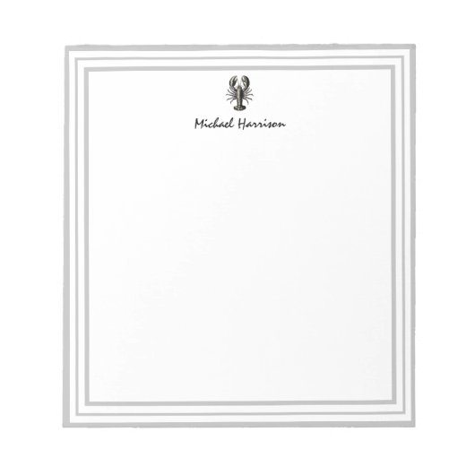 Modernes Script Trendy Vintag Hummer Personalisier Notizblock (Vorderseite)