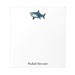 Modernes Script Trendy Vintag Shark Personalisiert Notizblock