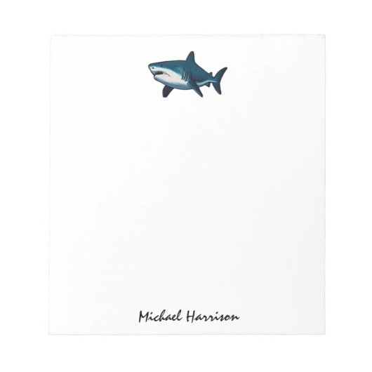 Modernes Script Trendy Vintag Shark Personalisiert Notizblock (Vorderseite)