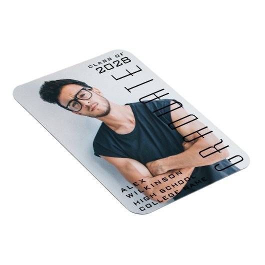 Modernes Script Typ Trendy Abschluss Foto Magnet (Rechte Seite)