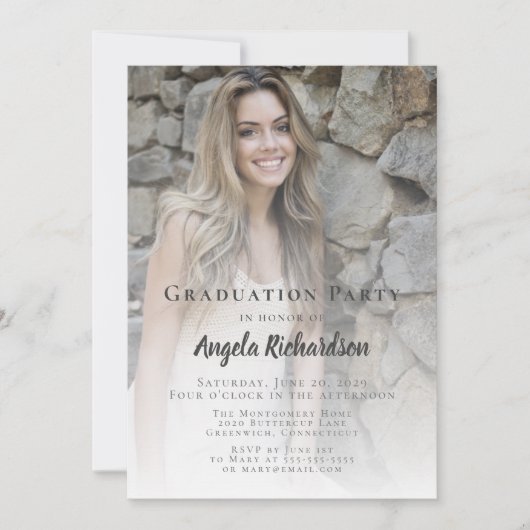 Modernes Script Typografy Abschluss Foto Party Einladung (Vorderseite)