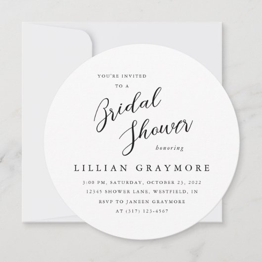 Modernes Script Typografy Brautparty Round Einladung (Vorderseite)