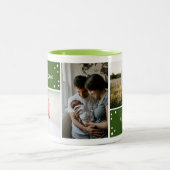 Modernes Script Typografy Christmas Green Foto Zweifarbige Tasse (Mittel)
