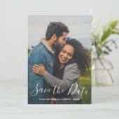 Modernes Script Typografy Foto Elegante Wedding Save The Date (Stehend Vorderseite)