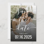 Modernes Script Typografy Foto Save the Date Magneteinladung (Vorderseite)