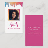 Modernes Script Typografy Glitzer Tropfen Foto Visitenkarte (Vorne/Hinten)