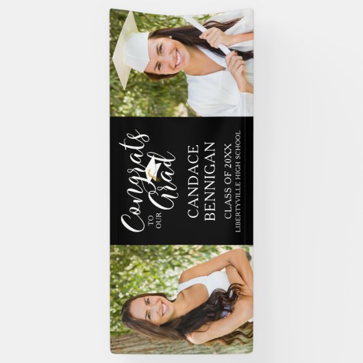 Modernes Script Typografy GLÜCKWUNSCHS GRAD Foto B Banner (Vertikal)