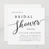 Modernes Script Typografy Schwarz-weiß Brautparty Einladung (Vorne/Hinten)