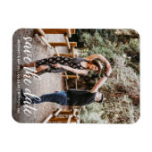 Modernes Script-Verlobung-Foto Save the Date Magnet (Horizontal)