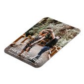 Modernes Script-Verlobung-Foto Save the Date Magnet (Linke Seite)