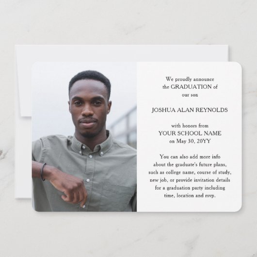 Modernes Script Vier Foto Schwarz & Weiß Abschluss Ankündigung (Rückseite)