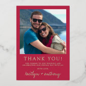 Modernes Script Viva Magenta Wedding Foto Vielen D Folieneinladung (Vorderseite)