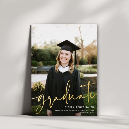 Modernes Script Vollblut Foto Abschluss REAL Folieneinladung