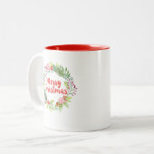 Modernes Script Wasserfarbe Frohe Weihnachtsfeier Zweifarbige Tasse (Vorderseite Links)