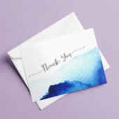 Modernes Script Watercolor Indigo Blue Wedding Dankeskarte