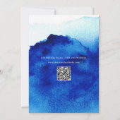 Modernes Script Watercolor Indigo Blue Wedding Einladung (Rückseite)