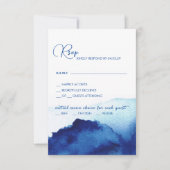 Modernes Script Watercolor Indigo Blue Wedding RSVP Karte (Vorderseite)
