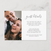 Modernes Script Wedding Blue Gast Details Foto Begleitkarte (Vorderseite)