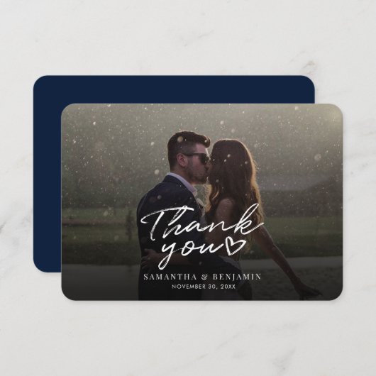 Modernes Script Wedding Foto Danke Karte (Vorne/Hinten)