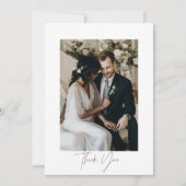 Modernes Script Wedding Foto Danke Karte (Vorderseite)