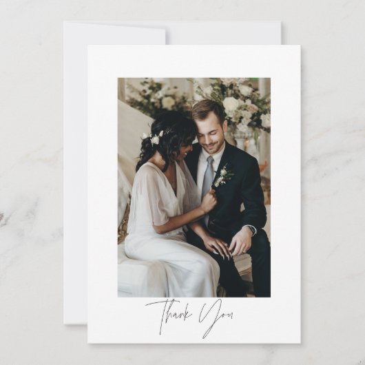 Modernes Script Wedding Foto Danke Karte (Vorderseite)