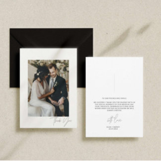 Modernes Script Wedding Foto Danke Karte