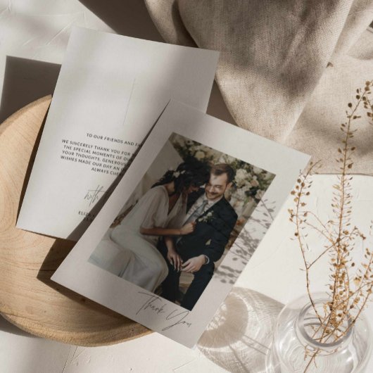 Modernes Script Wedding Foto Danke Karte