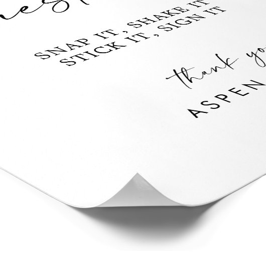 Modernes Script Wedding Foto Gästebuch Poster (Ecke)