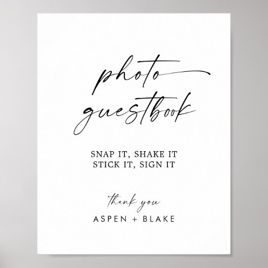 Modernes Script Wedding Foto Gästebuch Poster (Vorne)