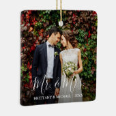 Modernes Script Wedding Foto Mr. & Mrs. Keramikornament (Rechts)