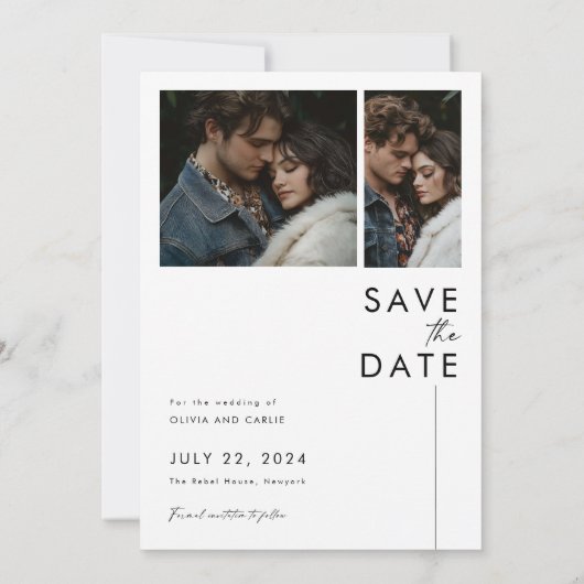 Modernes Script Wedding Foto Save the Date einlade Einladung (Rückseite)