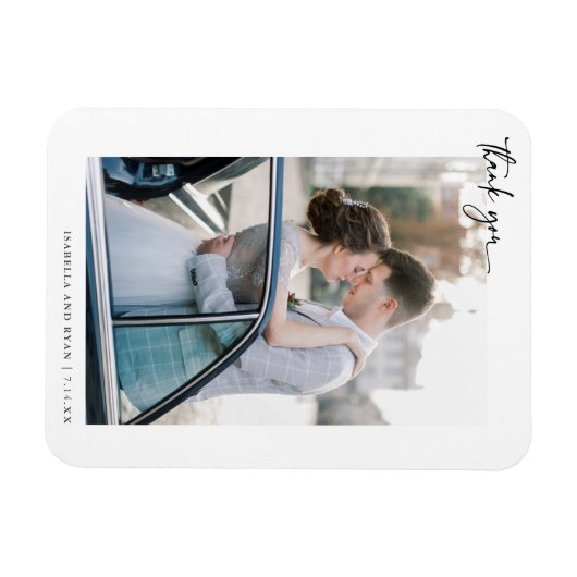 Modernes Script Wedding Foto Vielen Dank Magnet (Horizontal)