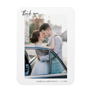 Modernes Script Wedding Foto Vielen Dank Magnet