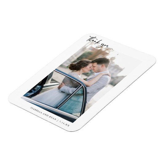 Modernes Script Wedding Foto Vielen Dank Magnet (Linke Seite)