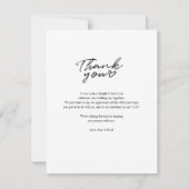 Modernes Script Wedding Foto Vielen Dank Mitteilungskarte (Rückseite)