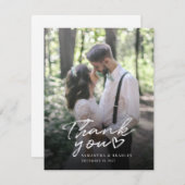 Modernes Script Wedding Foto Vielen Dank Mitteilungskarte (Vorne/Hinten)
