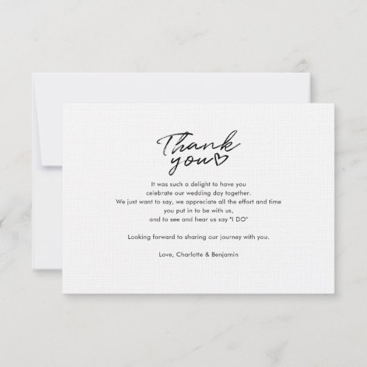 Modernes Script Wedding Foto Vielen Dank Mitteilungskarte (Rückseite)