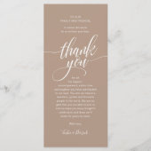 Modernes Script Wedding Guest Dinner Danke Karte (Vorderseite)