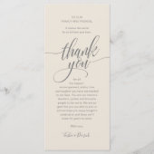 Modernes Script Wedding Guest Dinner Danke Karte (Vorderseite)
