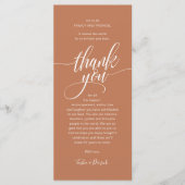 Modernes Script Wedding Guest Dinner Danke Karte (Vorderseite)